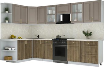 Готовая кухня Интерлиния Мила Шато 1.7x3.2 LV (луна/дуб вотан/опал светлый)