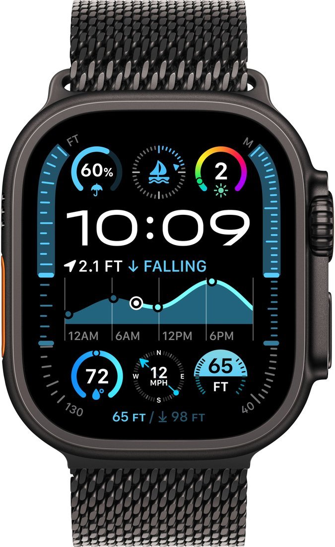 Умные часы Apple Watch Ultra 2 LTE 49 мм (титановый корпус, черный/черный, миланская петля M)
