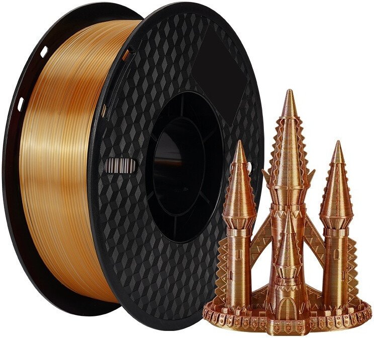 Филамент Kingroon PLA Tri-Silk 1.75 мм NSC023 (1 кг, золотистый-серебристый-медный)