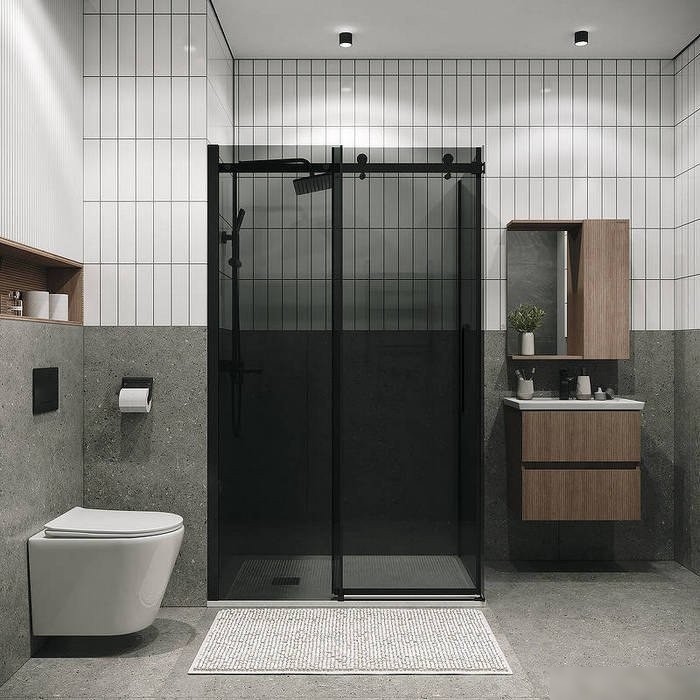 Душевой уголок Grossman Classic 100x80x195 120.K33.04.1080.21.10 (черный матовый/тонированно стекло)
