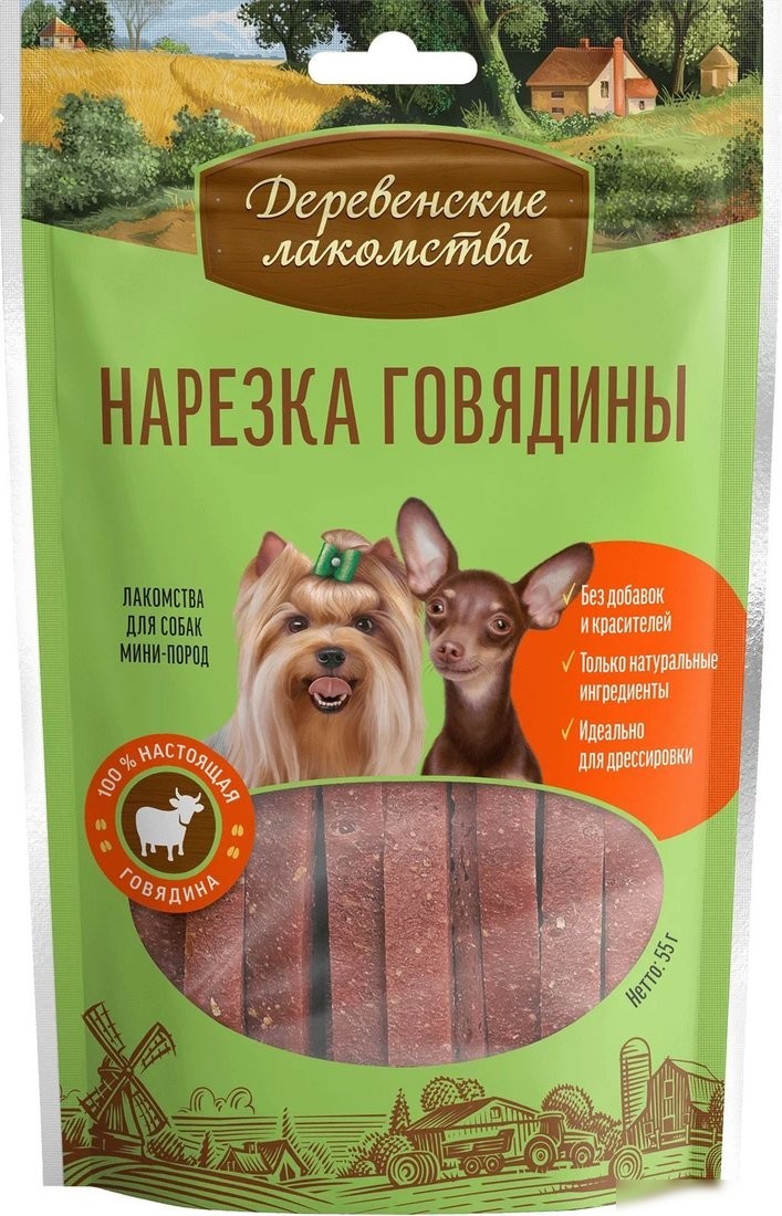 Лакомство для собак Деревенские лакомства Нарезка говядины 3x55 г