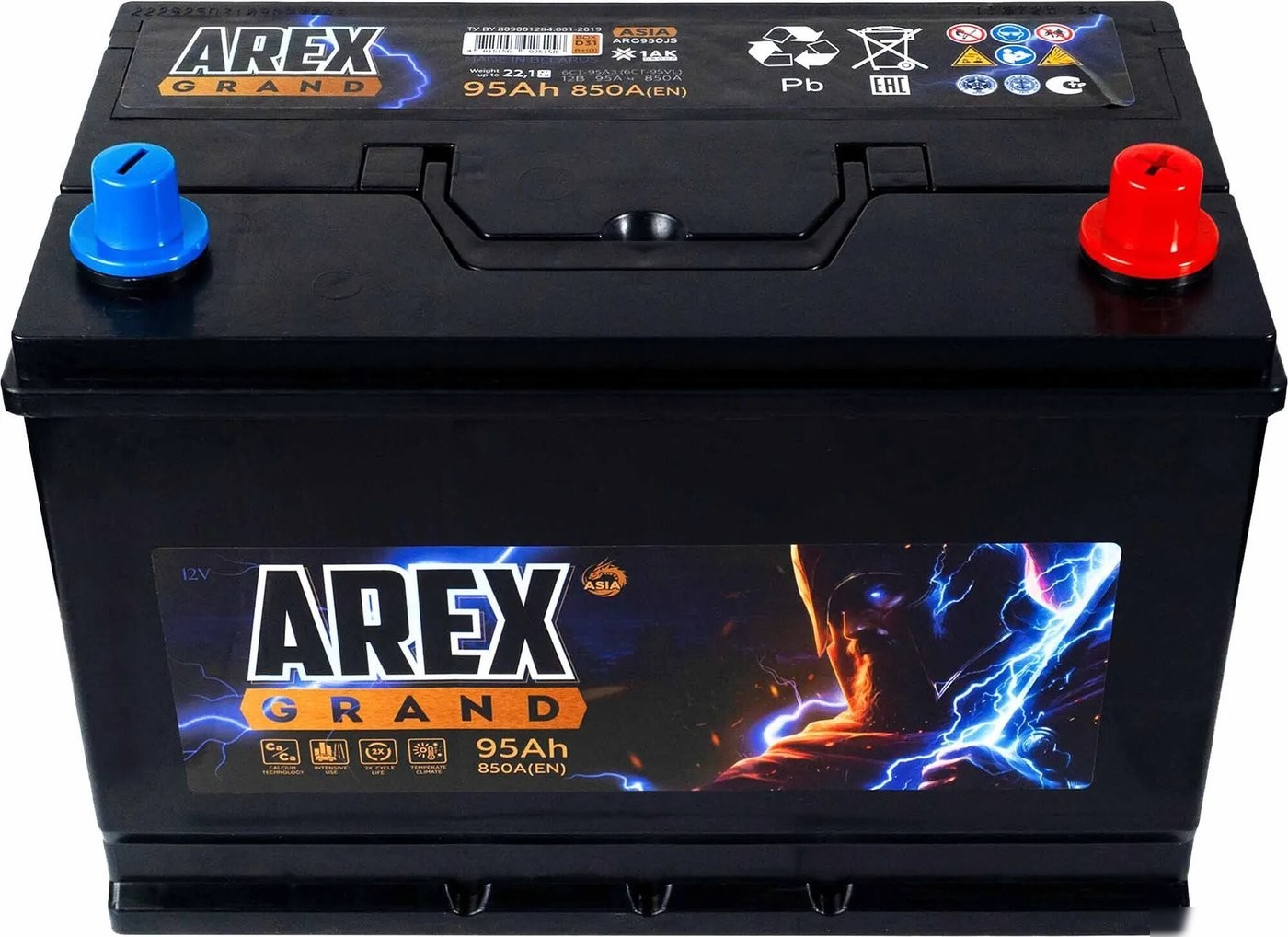 Автомобильный аккумулятор AREX Grand Asia R+ (95 А·ч)