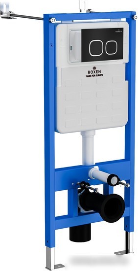 Унитаз подвесной Roxen Porto One Rimless 6 в 1 StounFix Slim 545591 (кнопка: черный матовый)