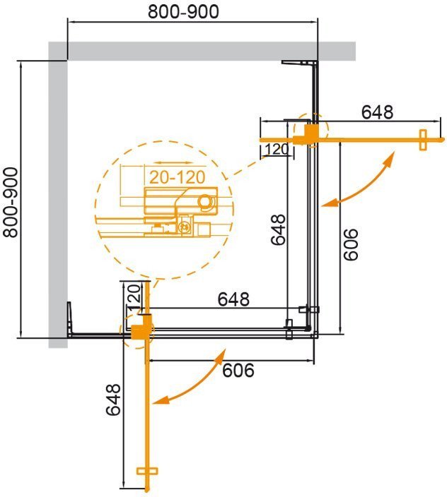 Душевой уголок Cezares SLIDER-A-2-80/90-C-BORO