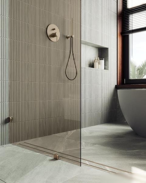 Душевая стенка MaybahGlass 79x195 MGD-262-3 (бронзовое стекло/золото)