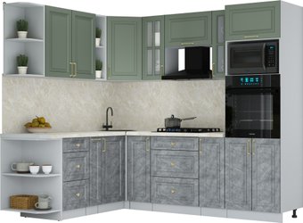 Готовая кухня Интерлиния Мила Шато 1.88x2.4 ВТ LV (мята/керамика/опал светлый)