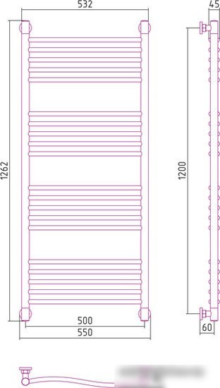 Полотенцесушитель Сунержа Флюид+ 1200x500 00-0222-1250