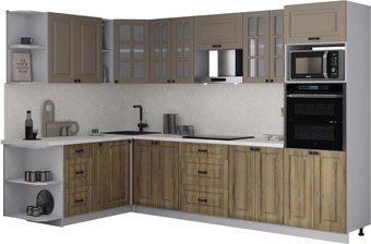 Готовая кухня Интерлиния Мила Деко 1.88x3.0 LV (дуб вотан/луна/опал светлый)