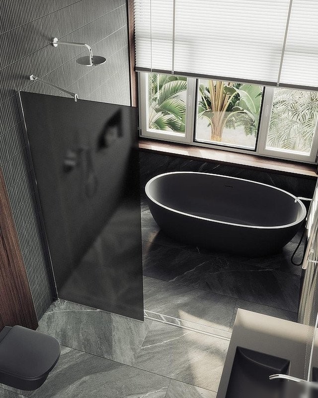 Душевая стенка MaybahGlass 99x195 MGD-1356-5ш (графитовое матовое стекло/хром матовый)