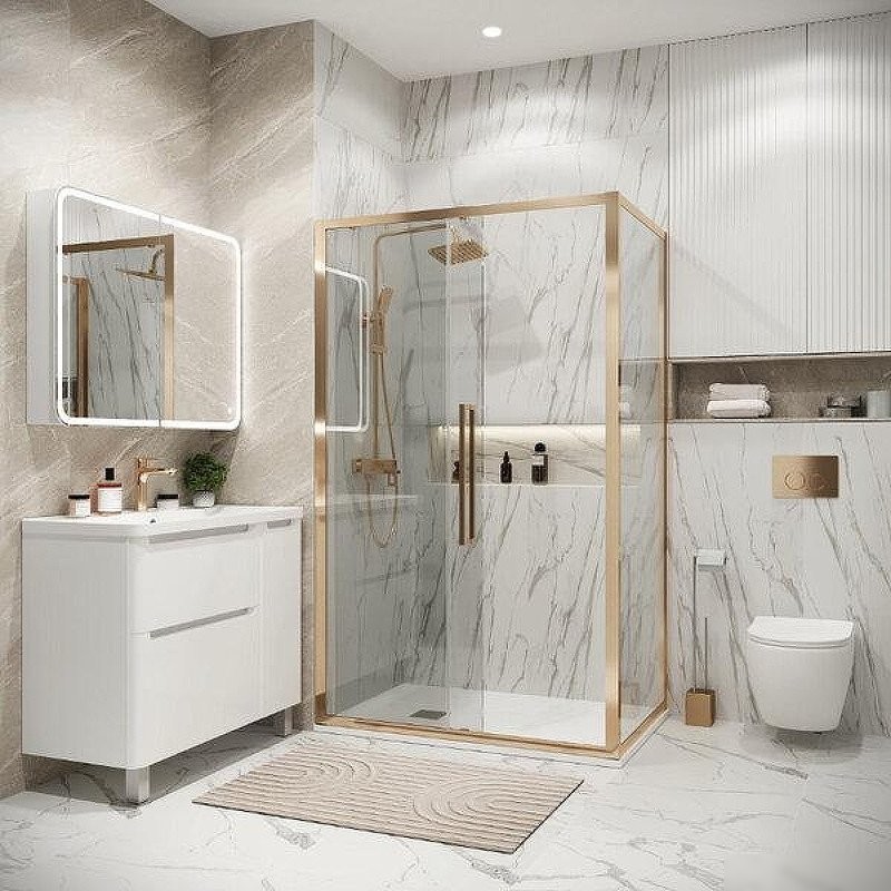 Душевой уголок Grossman Cosmo 120x100x195 120.K33.02.1210.32.00 (золото сатин/стекло прозрачное)