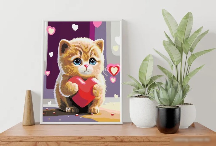 Картина по номерам PaintLine Котенок с сердечком 2037650518683