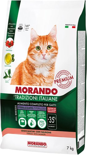 Сухой корм для кошек Morando Tradizioni It для стерилизованных лососем 7 кг