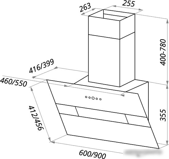Кухонная вытяжка MAUNFELD Mersey 60 (нержавеющая сталь\черное стекло)