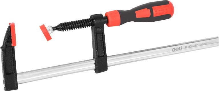 Струбцина Deli F-образная усиленная RS EDL110525Z (50x250мм, черный/красный)