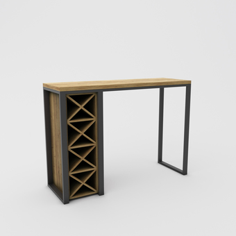Барный стол Hype Mebel Уайн 120x40 (черный/дуб галифакс олово)