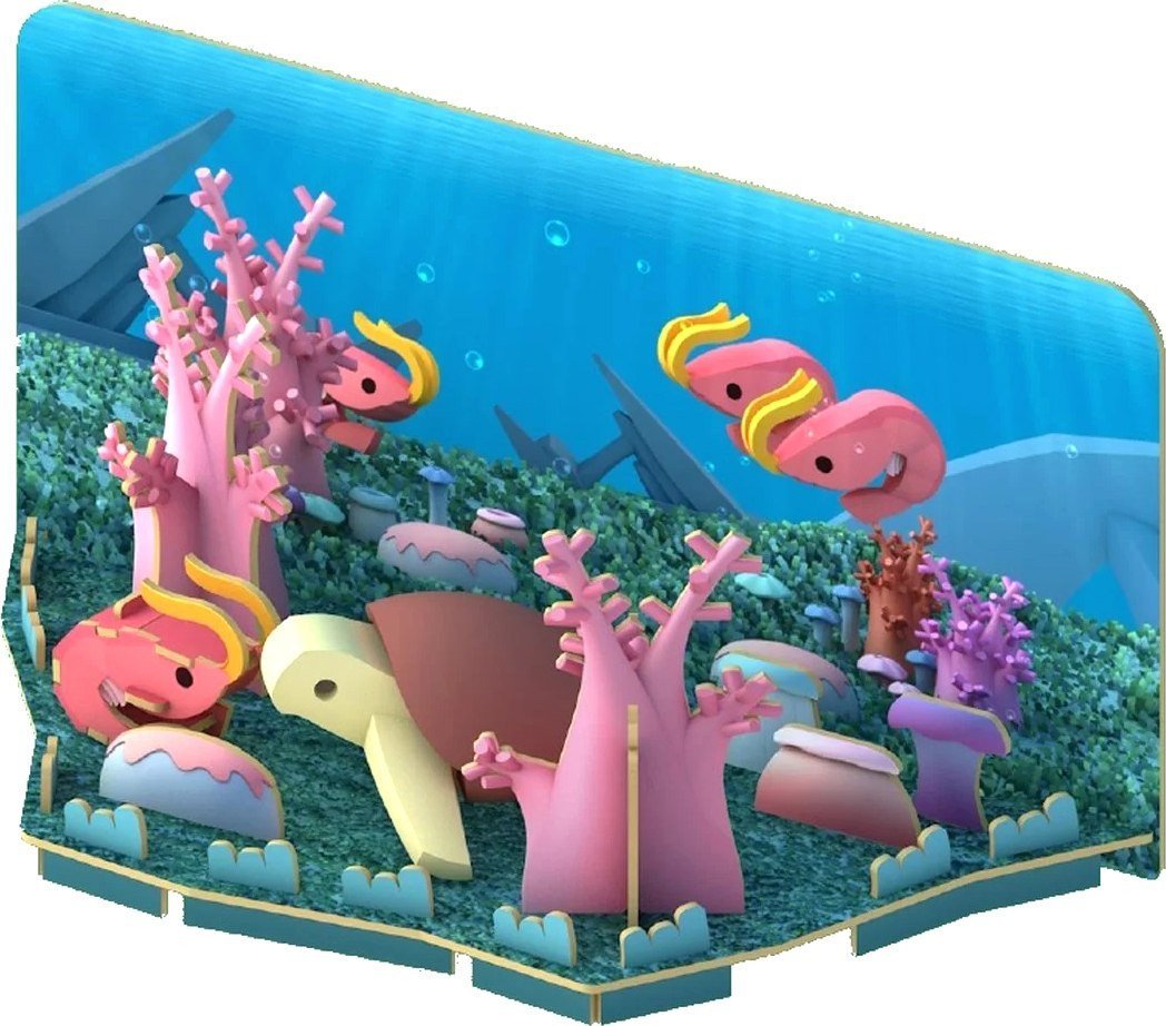 Магнитный конструктор Halftoys Ocean Зеленая черепаха с диорамой HO003