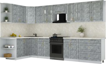 Готовая кухня Интерлиния Мила Шато 1.7x3.5 LV (керамика/керамика/опал светлый)