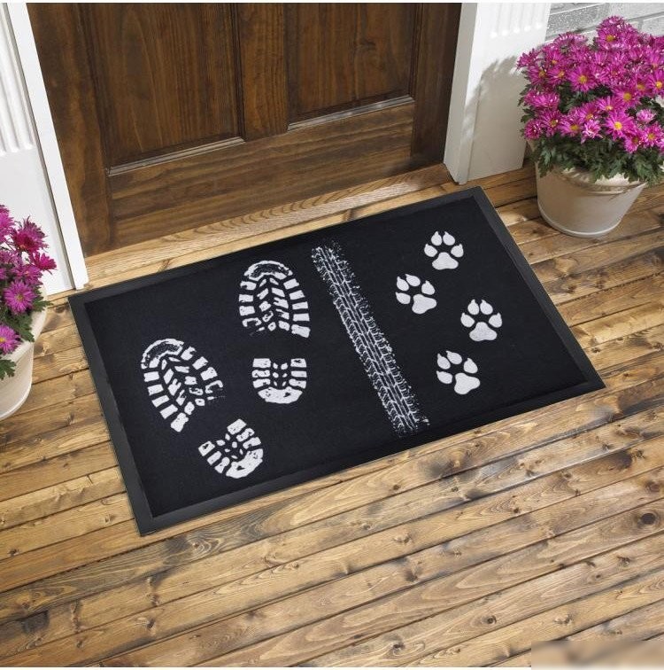 Придверный коврик Venera Home Следы ПВХ 60x90 (черный)