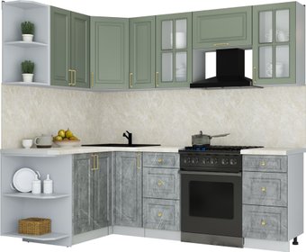 Готовая кухня Интерлиния Мила Шато 1.5x2.3 LV (мята/керамика/опал светлый)