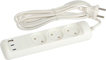 Удлинитель ЭРА U-3-3m-USB-W Б0069076