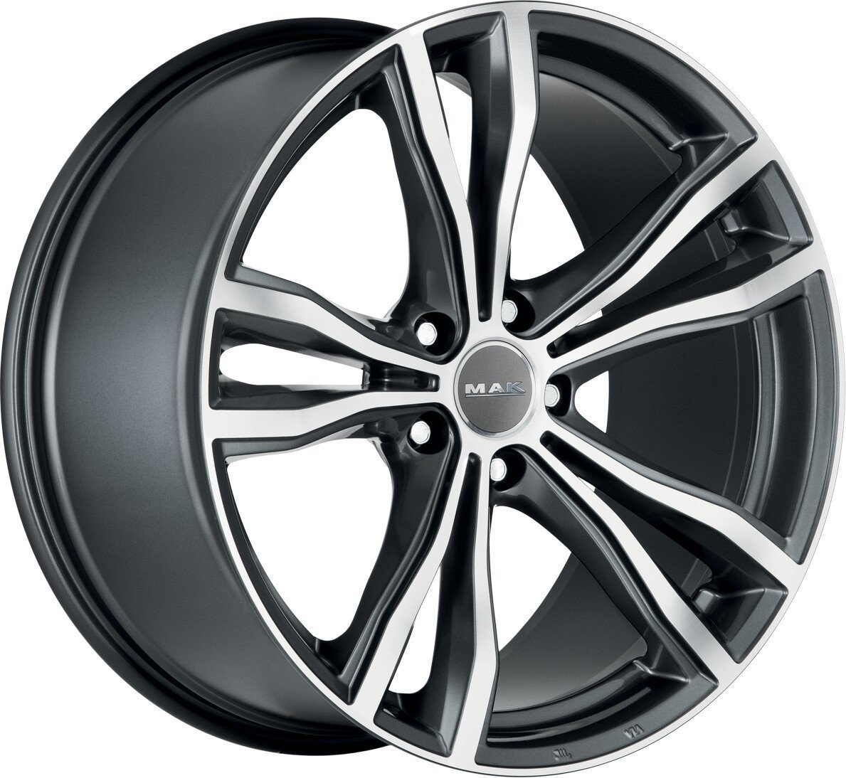 Литые диски MAK X-Mode 21x11.5" 5x112мм DIA 66.6мм ET 38мм Gun Met-Mirror Face