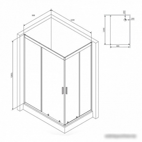 Душевой уголок AM.PM Gem W90G-404-120280-BT 120x80