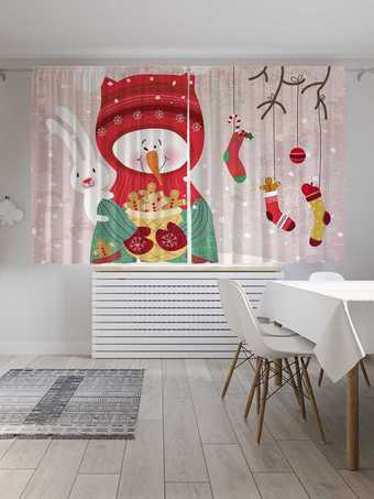 Комплект штор JoyArty Угощение от снеговика 1.45x1.8 м p_78072_145x180 (2 шт)