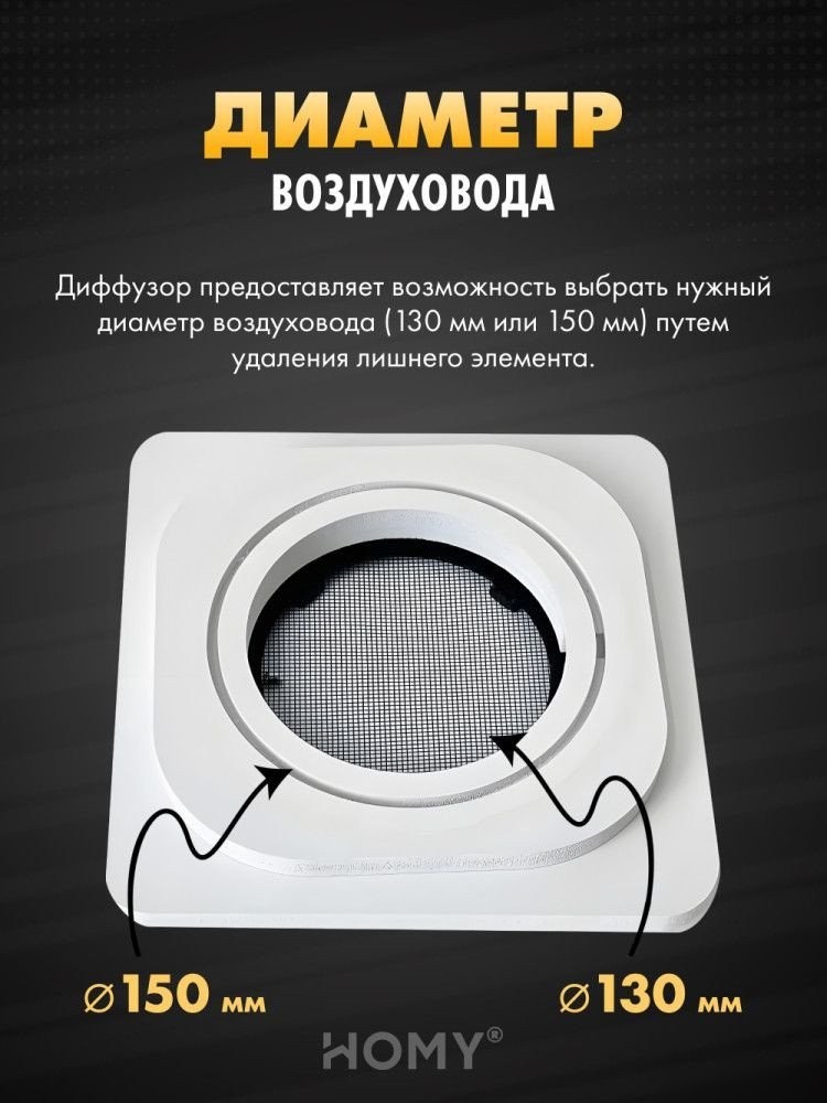 Вентиляционная решетка HOMY AIR квадратный AS125WR 20x20 (белая)
