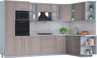 Готовая кухня Интерлиния Мила Шато 1.88x3.2 ВТ правая (луна/луна/бискайская сосна)