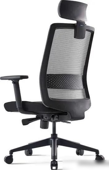 Офисное кресло Bestuhl S30 Black Pl с подголовником и подлокотником (черная сетка/серая ткань)