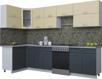 Угловая кухня Интерлиния Мила Gloss 60-12x30 (ваниль/асфальт глянец)