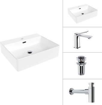 Умывальник Lauter 21478 + Allure 21C618С + сифон 21635CH + донный клапан 21190CH (хром)