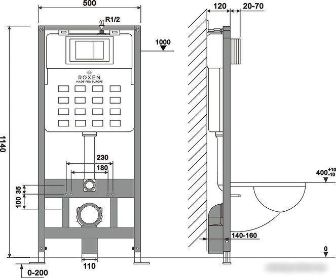 Инсталляция для унитаза Roxen StounFix Slim 966444