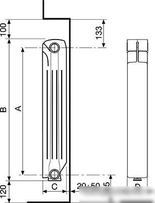 Алюминиевый радиатор Fondital Alternum B4 350/100 V70101410 (10 секций)