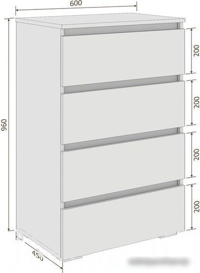 Комод Кортекс-мебель Бари 60 4ш (белый/белый/дуб сонома)