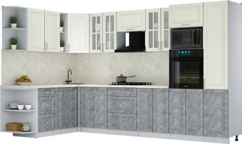 Готовая кухня Интерлиния Мила Шато 1.88x3.4 ВТ LV (белый/керамика/опал светлый)