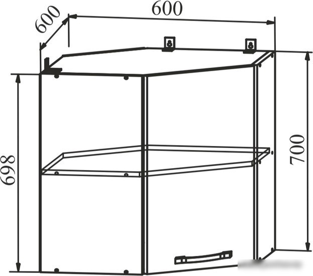 Шкаф навесной ДСВ Тренто ПУ 600 правый (серый/белый)