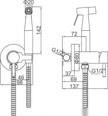 Смеситель с лейкой для биде Ledeme L75398-2