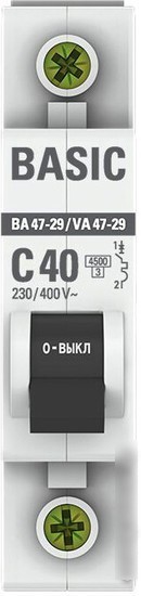 EKF ВА 47-29 1P 40А (C) 4.5кА mcb4729-1-40C