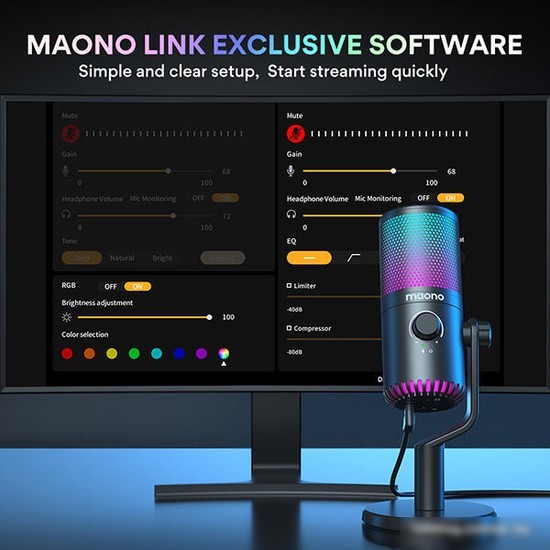 Проводной микрофон Maono DM30 RGB (розовый)