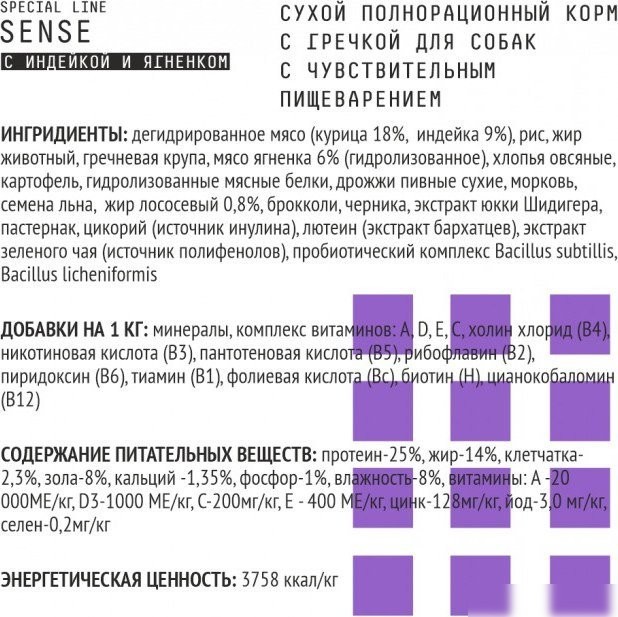 Сухой корм для собак AJO Dog Sense с гречкой для собак с чувствительным пищеварением 2 кг