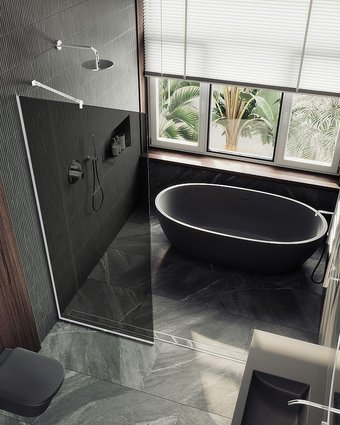 Душевая стенка MaybahGlass 99x195 MGD-1355-1у (графитовое стекло/белый матовый)