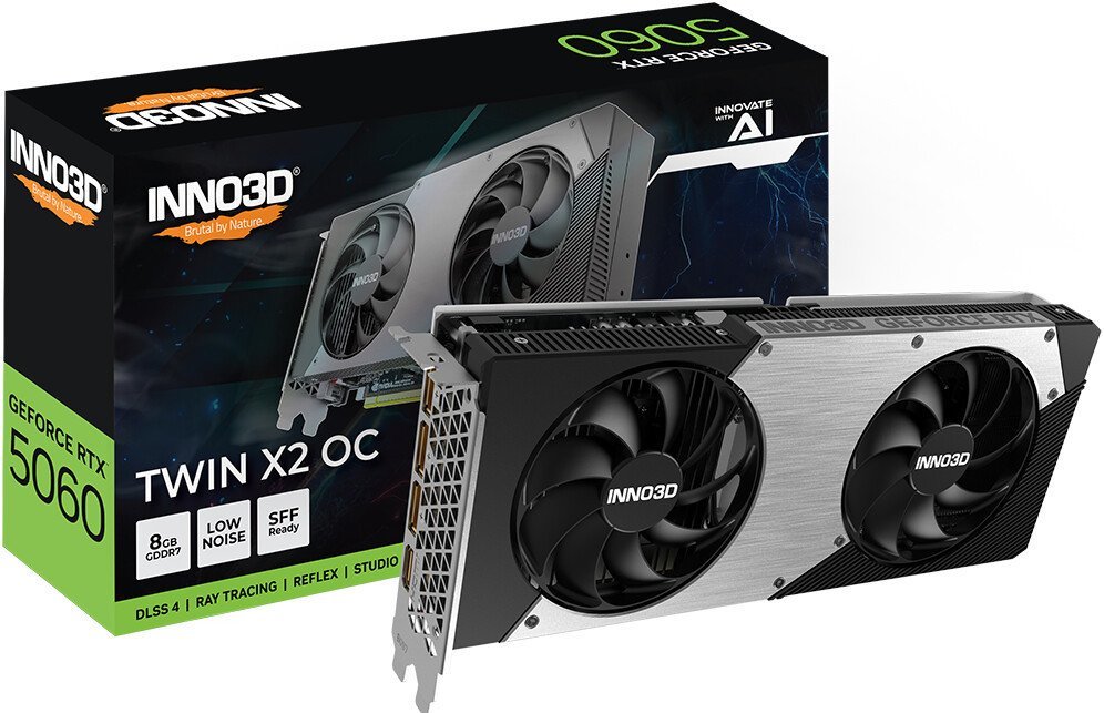 Видеокарта Inno3D GeForce RTX 5060 8GB Twin X2 OC N50602-08D7X-195071N