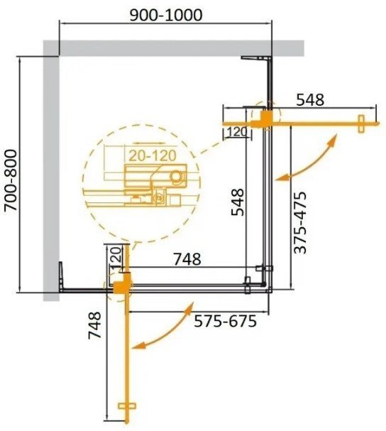 Душевой уголок Cezares SLIDER-AH-2-70/80-90/100-C-BORO