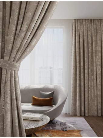 Комплект штор Mio Tesoro Мрамор 150x250 (2 шт, бежевый)