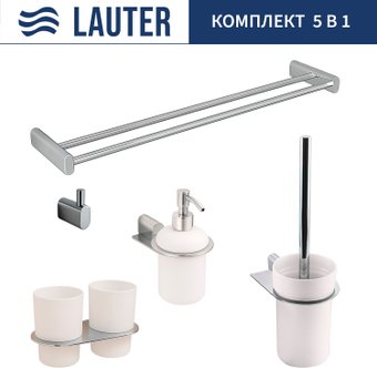 Набор аксессуаров для ванной Lauter 21SH2081 + 21SH42091 + 21SH2091 + 21SH42021 + 21SH2111 (Chrome, 5 предметов)