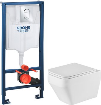 Унитаз подвесной Grossman GR-4410SQ + GROHE Rapid SL 39504000 (с кнопкой)