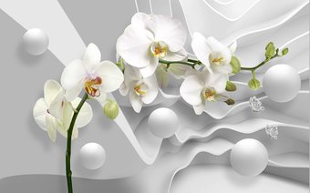 Фотообои Vimala 3D Орхидея и шары 270x400