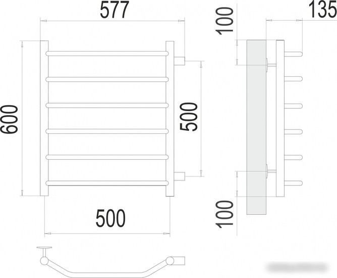 Полотенцесушитель TERMINUS Виктория П6 400x600 (борокове подключение, белый)