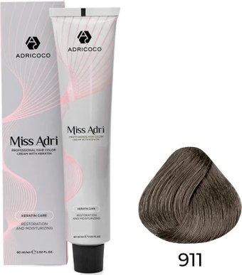 Крем-краска Adricoco Miss Adri 911 (100мл, осветляющий серебристый пепельный)